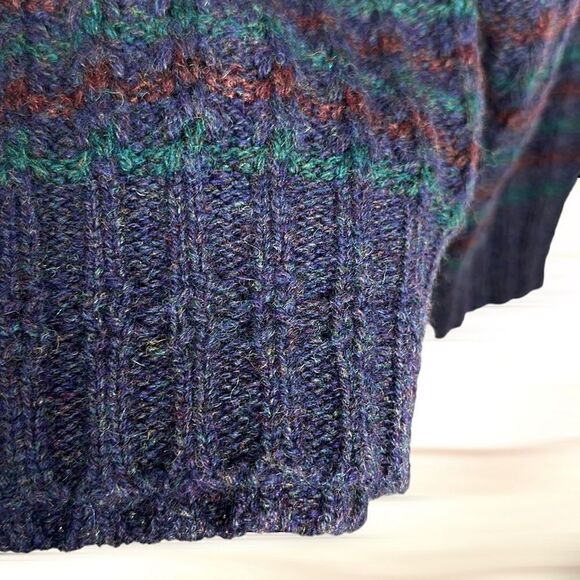 NWT Vintage AUSTIN REED V-neck Sweater Shetland Wool Blue Brown size M - Picture 9 of 13